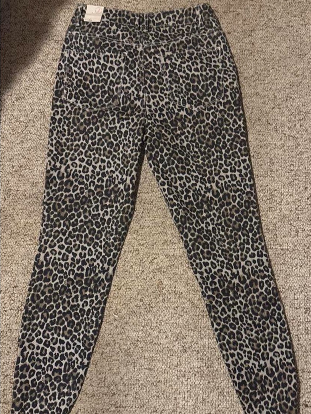 Jolt Leopard Print Skinny Jeans - Black & Gray